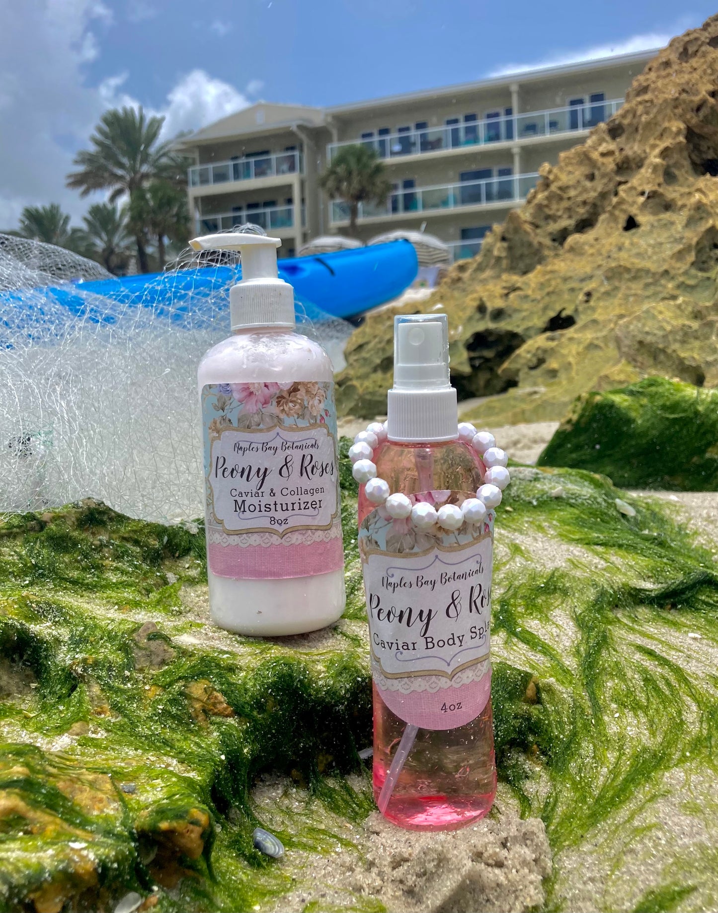 Peony Rose Caviar & Collagen Fragrance Luxe Body Moisturizer 8oz & All-Over Body Fragrance Spritz 4oz Duo