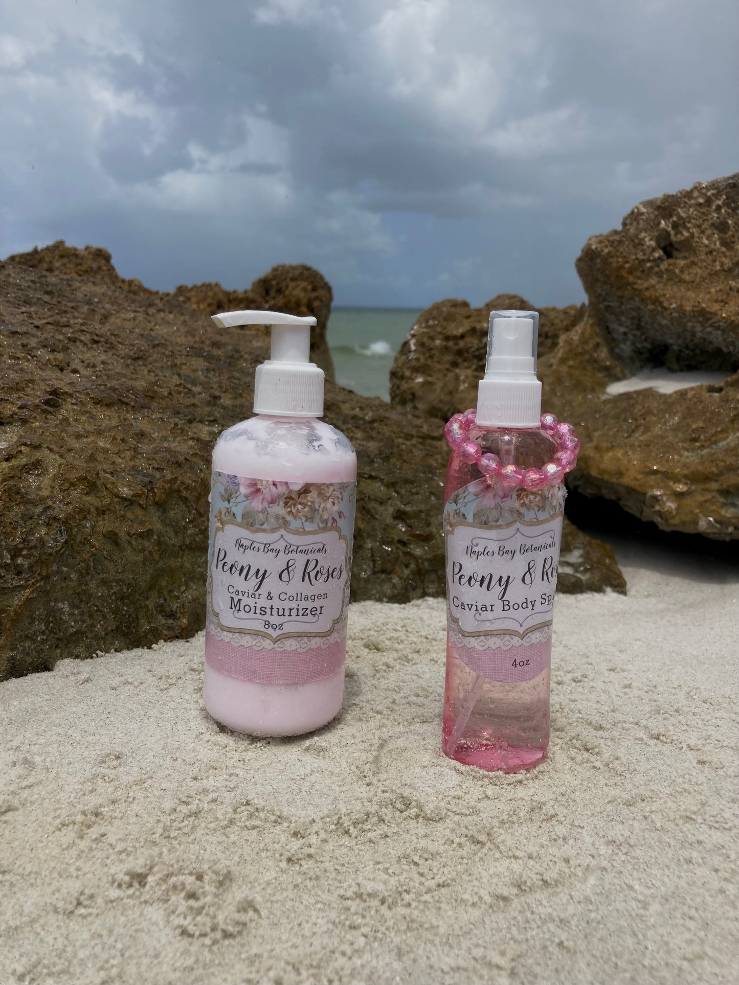 Peony Rose Caviar & Collagen Fragrance Luxe Body Moisturizer 8oz & All-Over Body Fragrance Spritz 4oz Duo