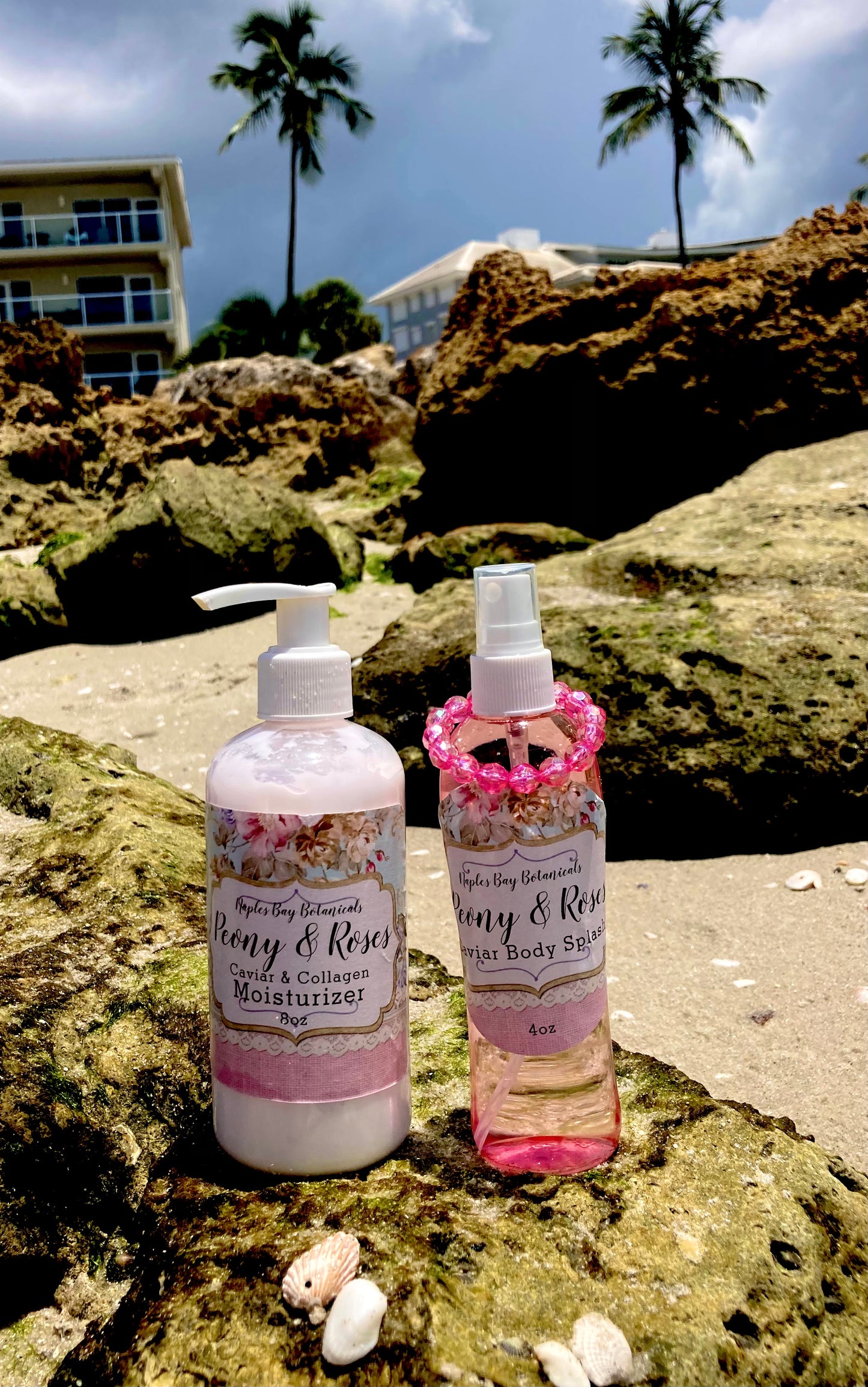 Peony Rose Caviar & Collagen Fragrance Luxe Body Moisturizer 8oz & All-Over Body Fragrance Spritz 4oz Duo