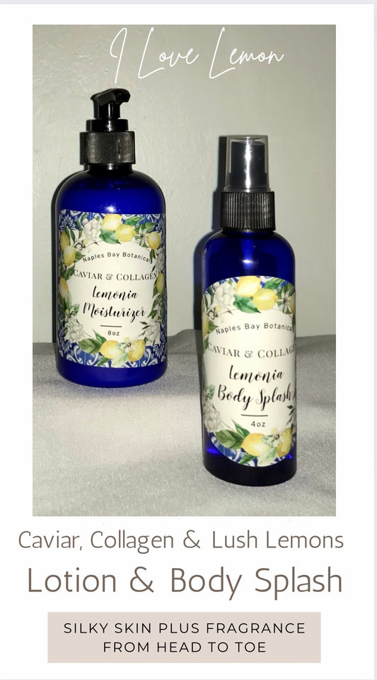 Ocean Secrets Lush Lemon Caviar & Collagen Skin Moisturizer 8oz and Fragrance All-Over Body Spritz 4oz  Duo