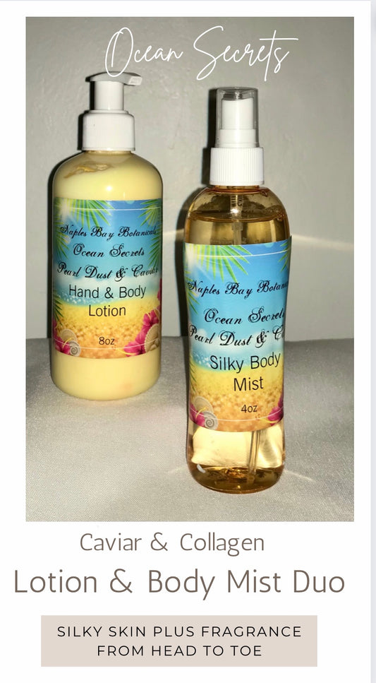 Ocean Secrets Caviar & Collagen Day Moisturizer 8oz & All-Over Fragrance Body Splash 4oz Duo