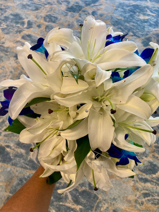 Bouquet - Oriental Lillie’s and Blue Dendrobian Orchids