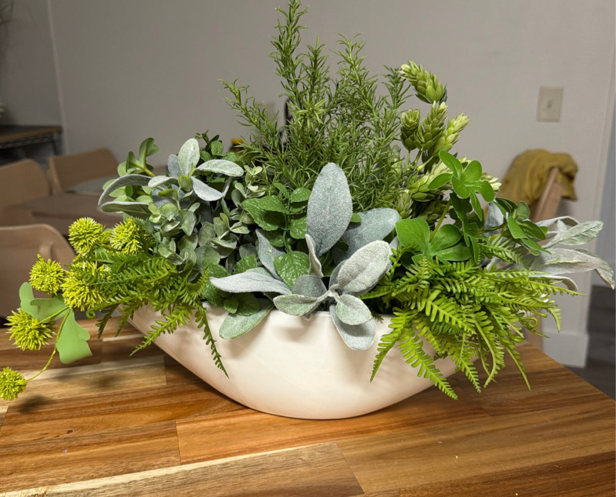 Silk herbs table centerpiece
