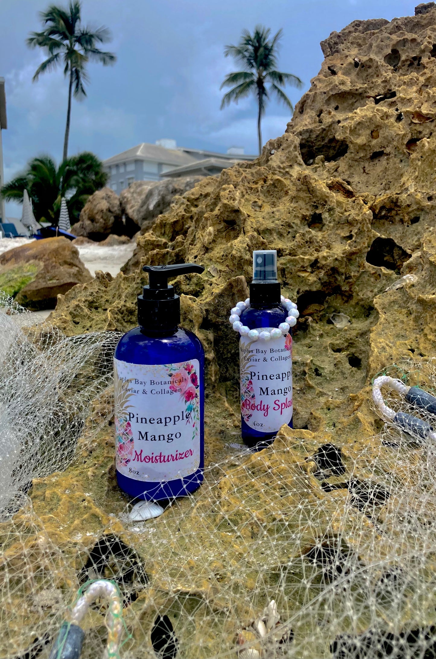 Ocean Secrets Pineapple & Mango Caviar & Collagen Tropical Body Lotion 8oz & All-Over Body Fragrance Spritz 4oz Duo