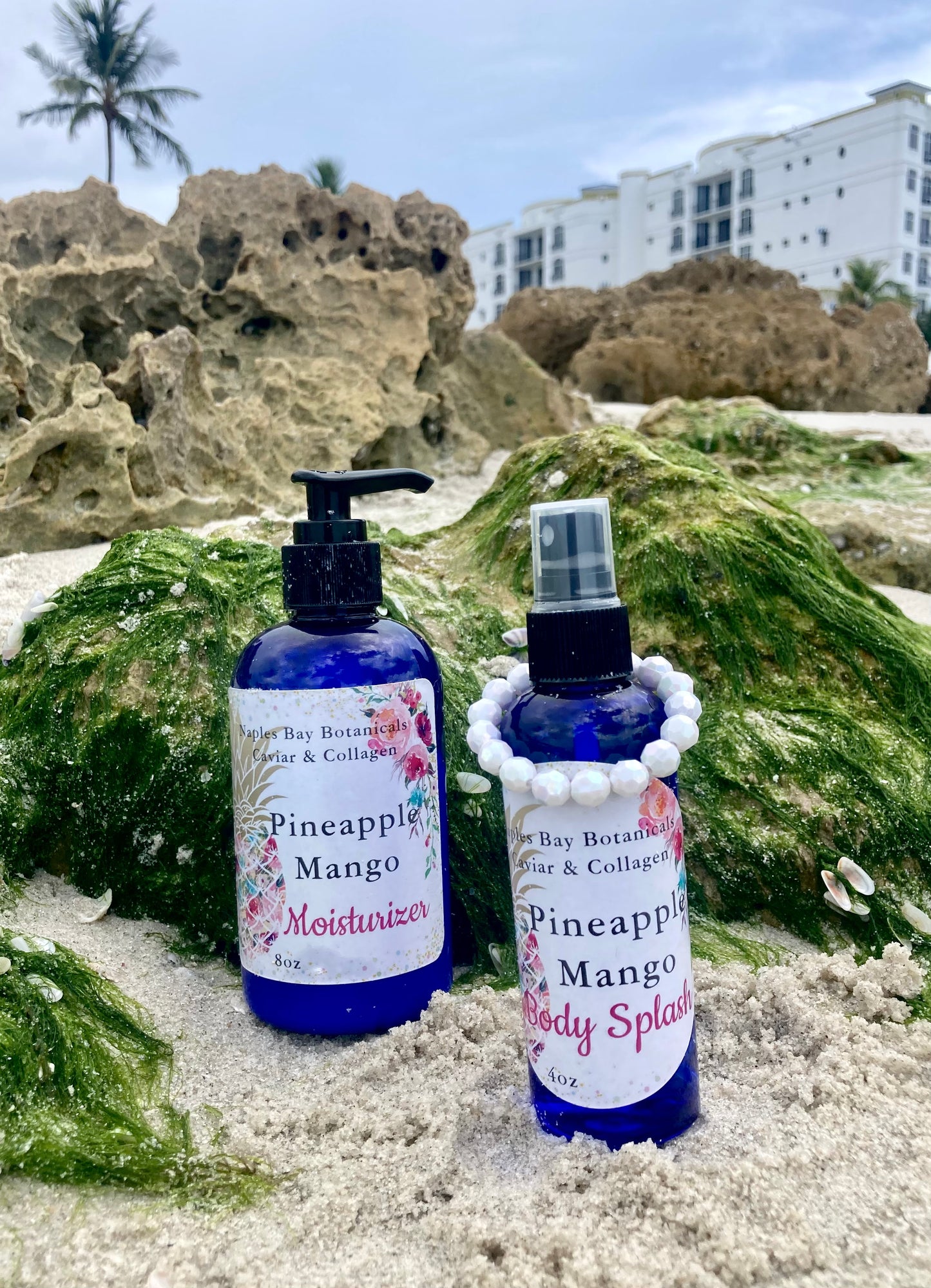 Ocean Secrets Pineapple & Mango Caviar & Collagen Tropical Body Lotion 8oz & All-Over Body Fragrance Spritz 4oz Duo