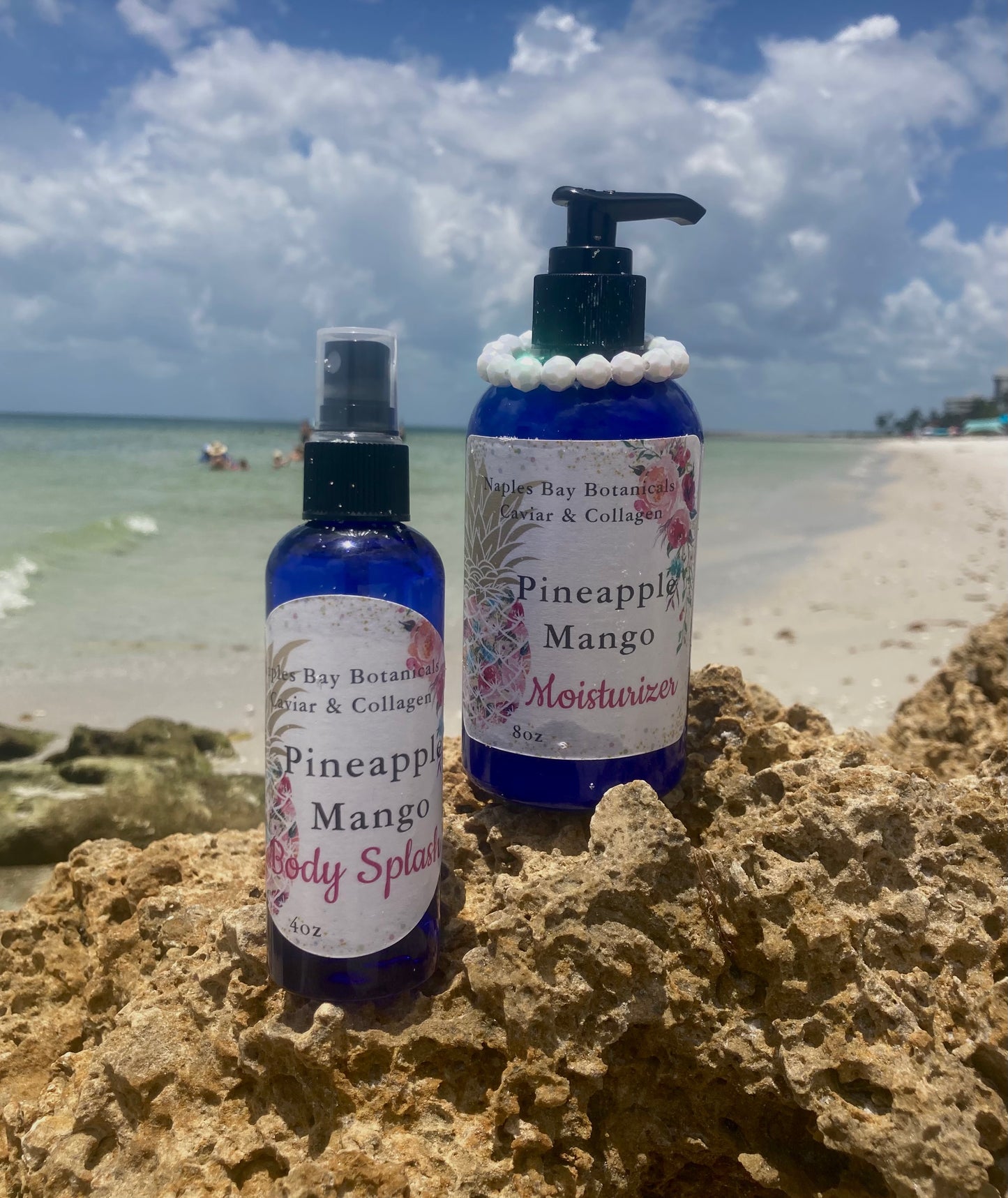 Ocean Secrets Pineapple & Mango Caviar & Collagen Tropical Body Lotion 8oz & All-Over Body Fragrance Spritz 4oz Duo