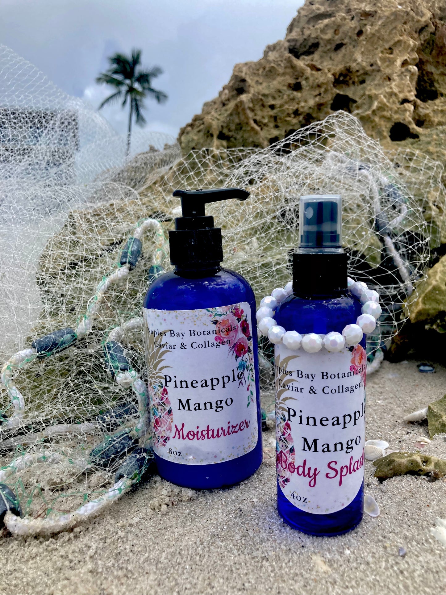 Ocean Secrets Pineapple & Mango Caviar & Collagen Tropical Body Lotion 8oz & All-Over Body Fragrance Spritz 4oz Duo